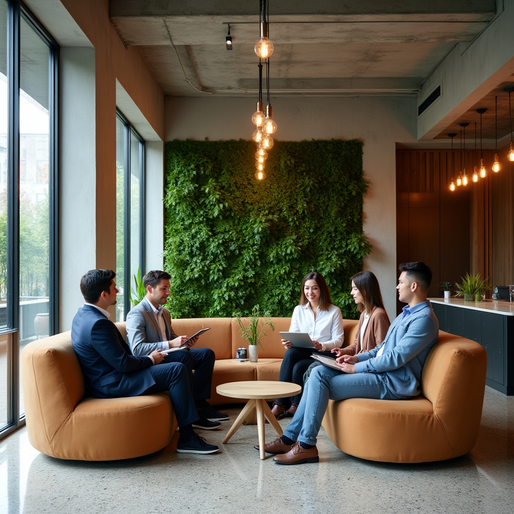 Gruppe von Berufseinsteigern in modernem Büro-Lounge-Bereich