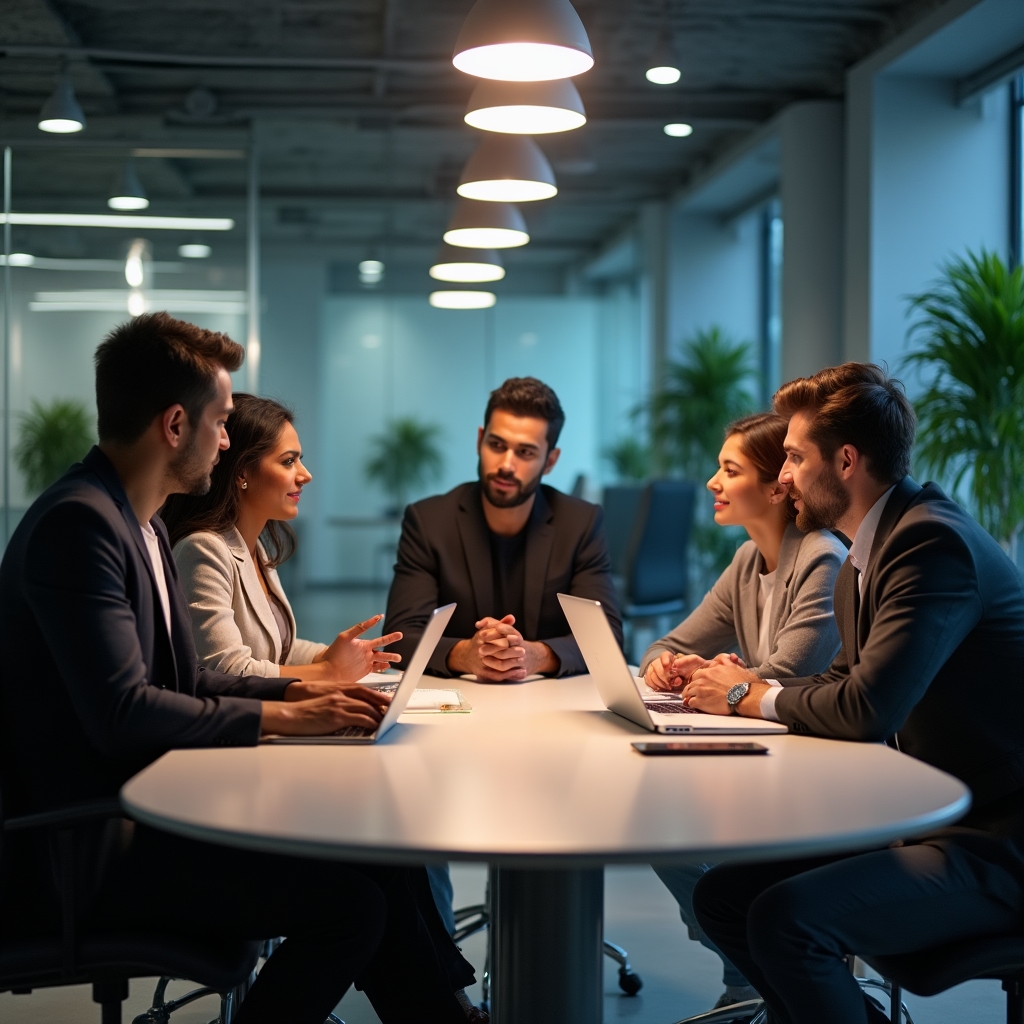 Junge Berufseinsteiger in einem modernen Büro-Meeting